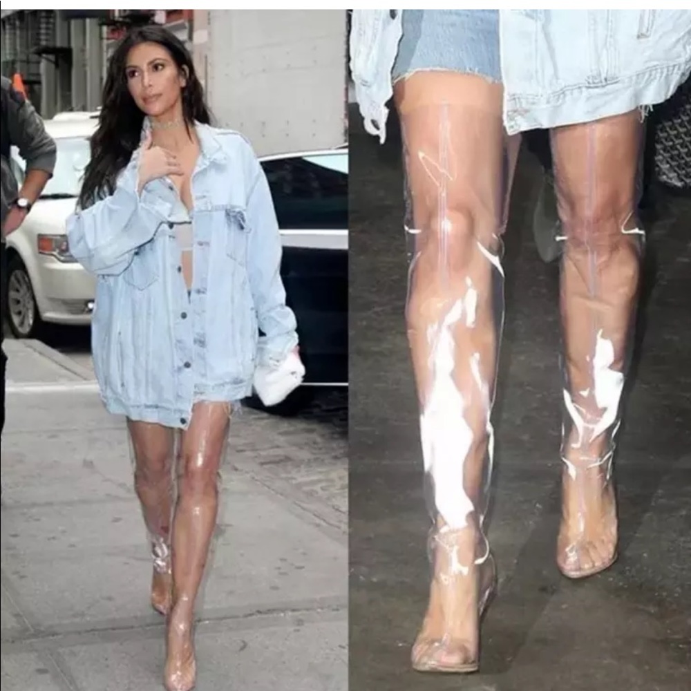 YEEZY Clear Transparent Thigh High boots sz 35 NWB